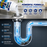 Powerful Sink & Drain Cleaner - Unclog Your Pipes with Foaming Drain Cleaner and Pipe Dredging Powder (2 Bot)